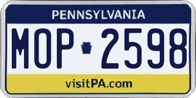 PA license plate MOP2598