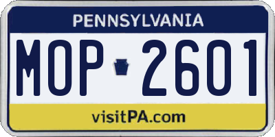 PA license plate MOP2601