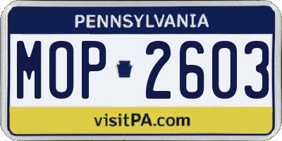 PA license plate MOP2603