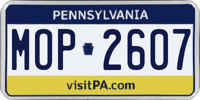 PA license plate MOP2607