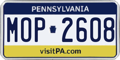 PA license plate MOP2608