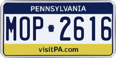 PA license plate MOP2616