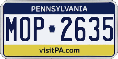 PA license plate MOP2635