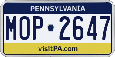 PA license plate MOP2647