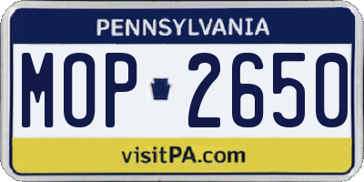 PA license plate MOP2650