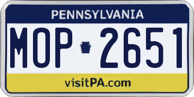 PA license plate MOP2651