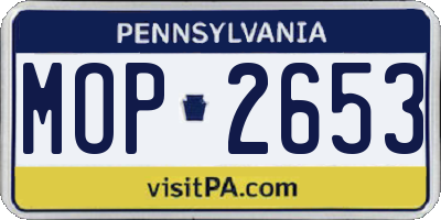 PA license plate MOP2653