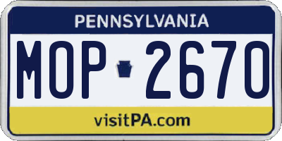 PA license plate MOP2670