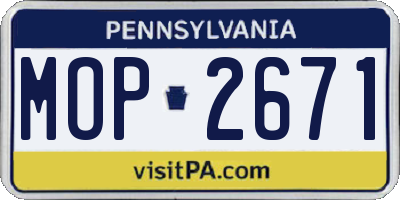 PA license plate MOP2671