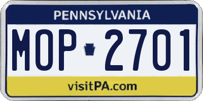 PA license plate MOP2701