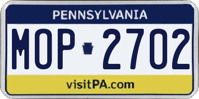 PA license plate MOP2702