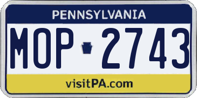 PA license plate MOP2743