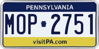 PA license plate MOP2751