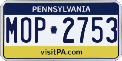 PA license plate MOP2753