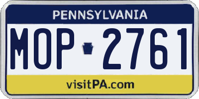 PA license plate MOP2761