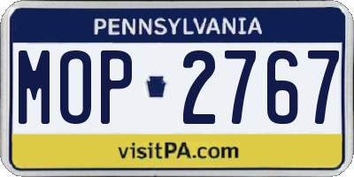 PA license plate MOP2767