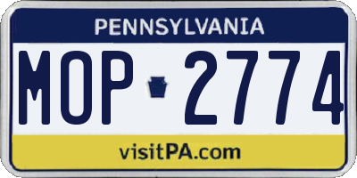 PA license plate MOP2774