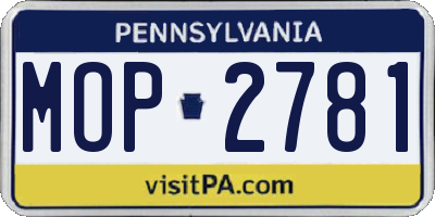 PA license plate MOP2781
