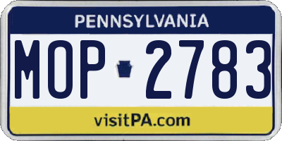 PA license plate MOP2783