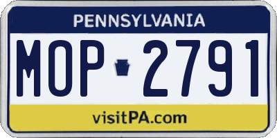 PA license plate MOP2791