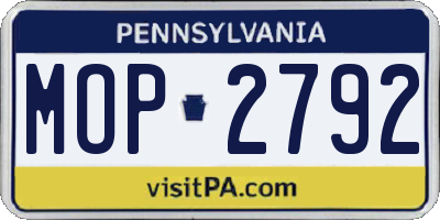 PA license plate MOP2792