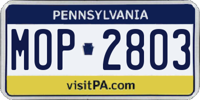 PA license plate MOP2803