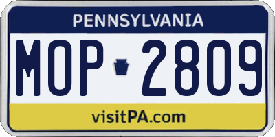 PA license plate MOP2809