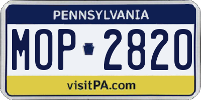 PA license plate MOP2820