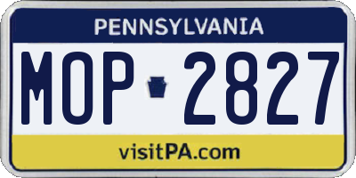 PA license plate MOP2827