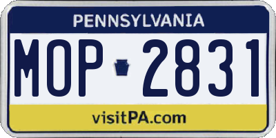 PA license plate MOP2831