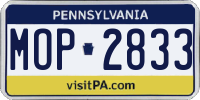 PA license plate MOP2833