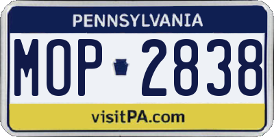 PA license plate MOP2838