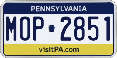 PA license plate MOP2851
