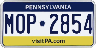 PA license plate MOP2854