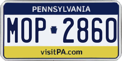 PA license plate MOP2860