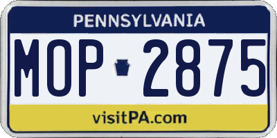PA license plate MOP2875