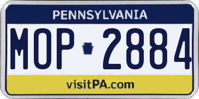 PA license plate MOP2884