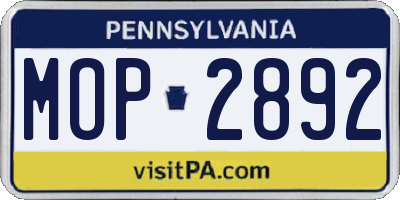 PA license plate MOP2892