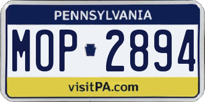 PA license plate MOP2894