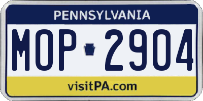 PA license plate MOP2904