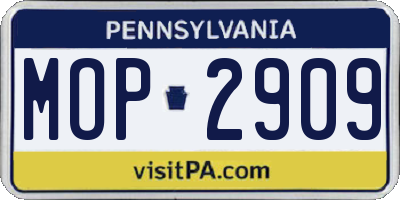 PA license plate MOP2909