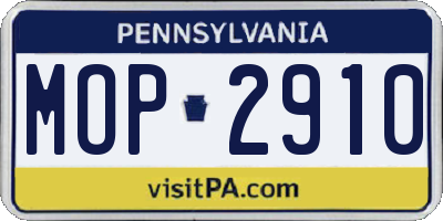 PA license plate MOP2910