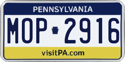 PA license plate MOP2916