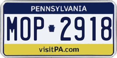 PA license plate MOP2918