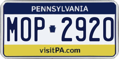 PA license plate MOP2920