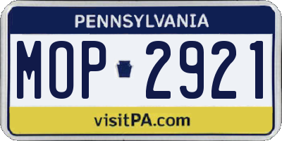 PA license plate MOP2921