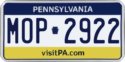 PA license plate MOP2922