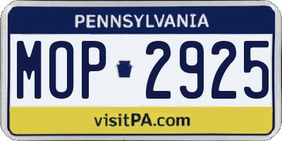 PA license plate MOP2925
