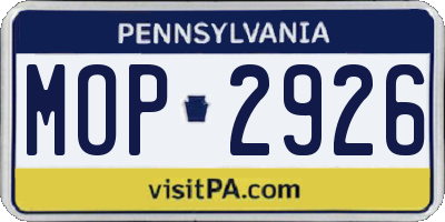PA license plate MOP2926