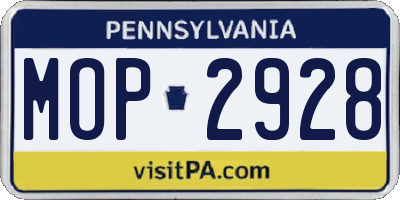 PA license plate MOP2928